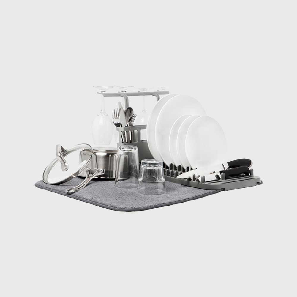 UDRY DISHRACK W/ DRY MAT CHARCOAL